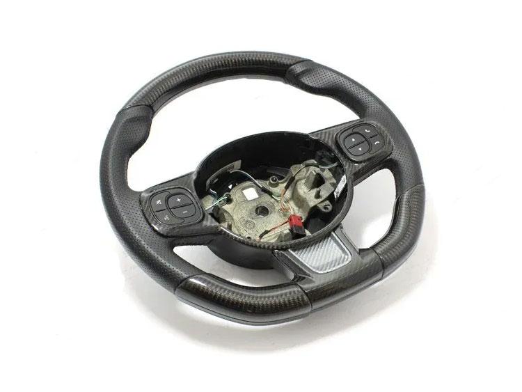 FIAT 500 ABARTH Custom Steering Wheel - Carbon Fiber - Alcantara w/ Red Stitch
